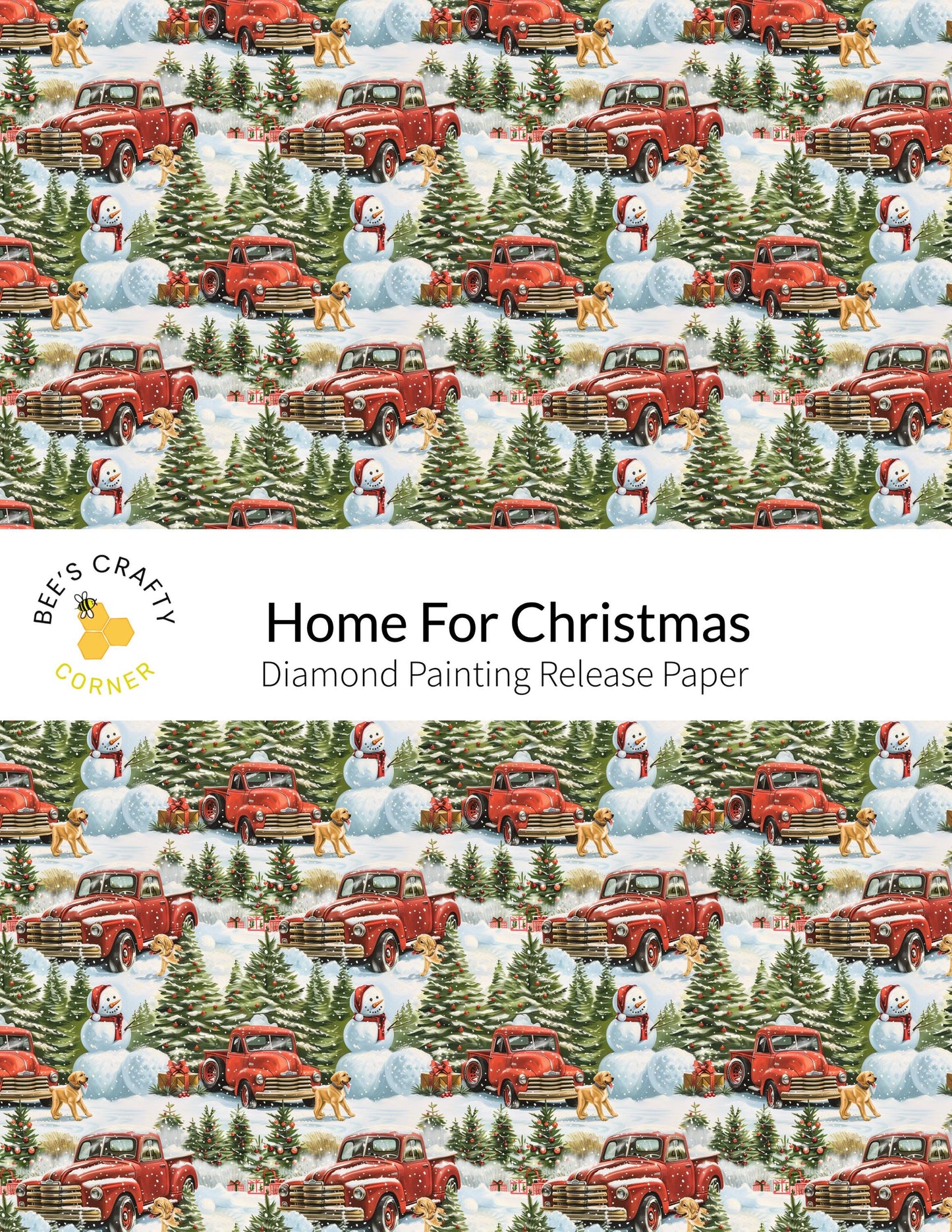 RELEASE PAPER | Home For Christmas - Reusable Patterned Diamond Painting Release Paper