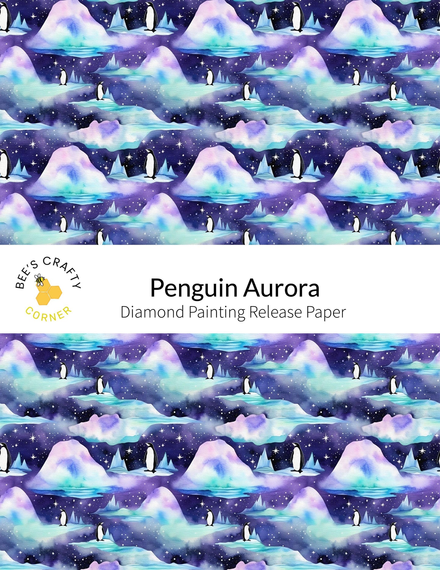 RELEASE PAPER | Penguin Aurora - Reusable Patterned Diamond Painting Release Paper