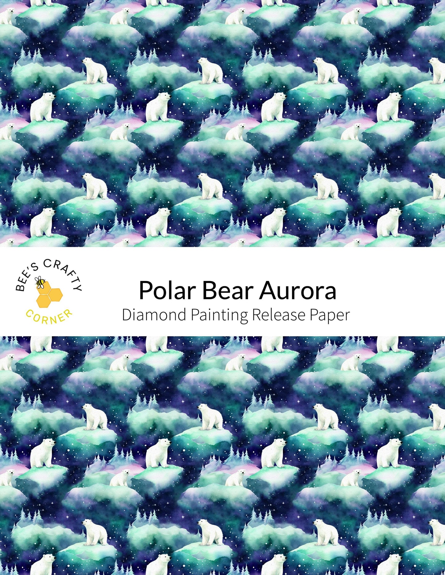 RELEASE PAPER | Polar Bear Aurora - Reusable Patterned Diamond Painting Release Paper