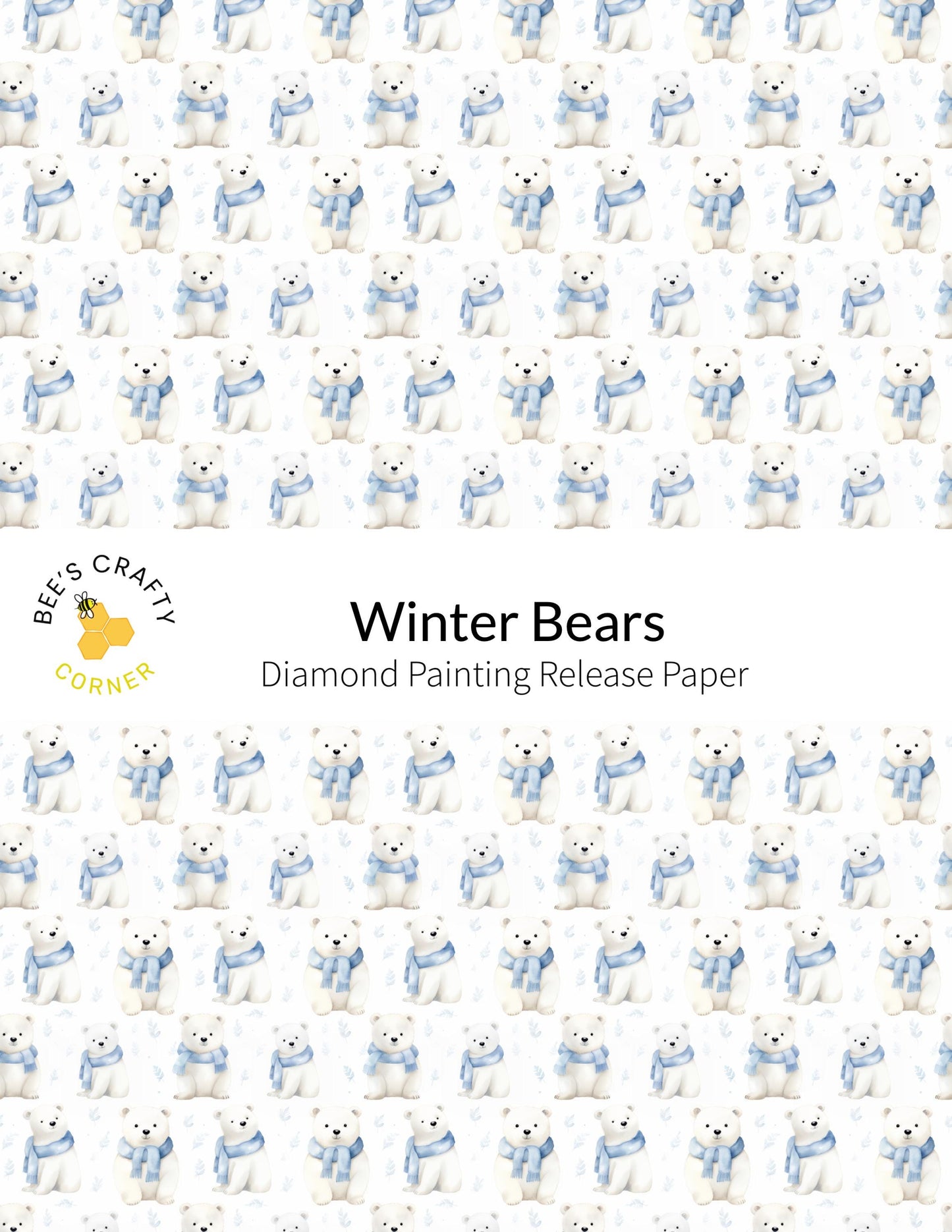 RELEASE PAPER | Winter Bears - Reusable Patterned Diamond Painting Release Paper