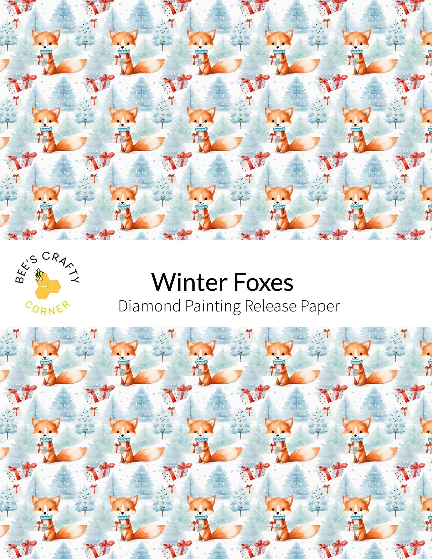 RELEASE PAPER | Winter Foxes - Reusable Patterned Diamond Painting Release Paper