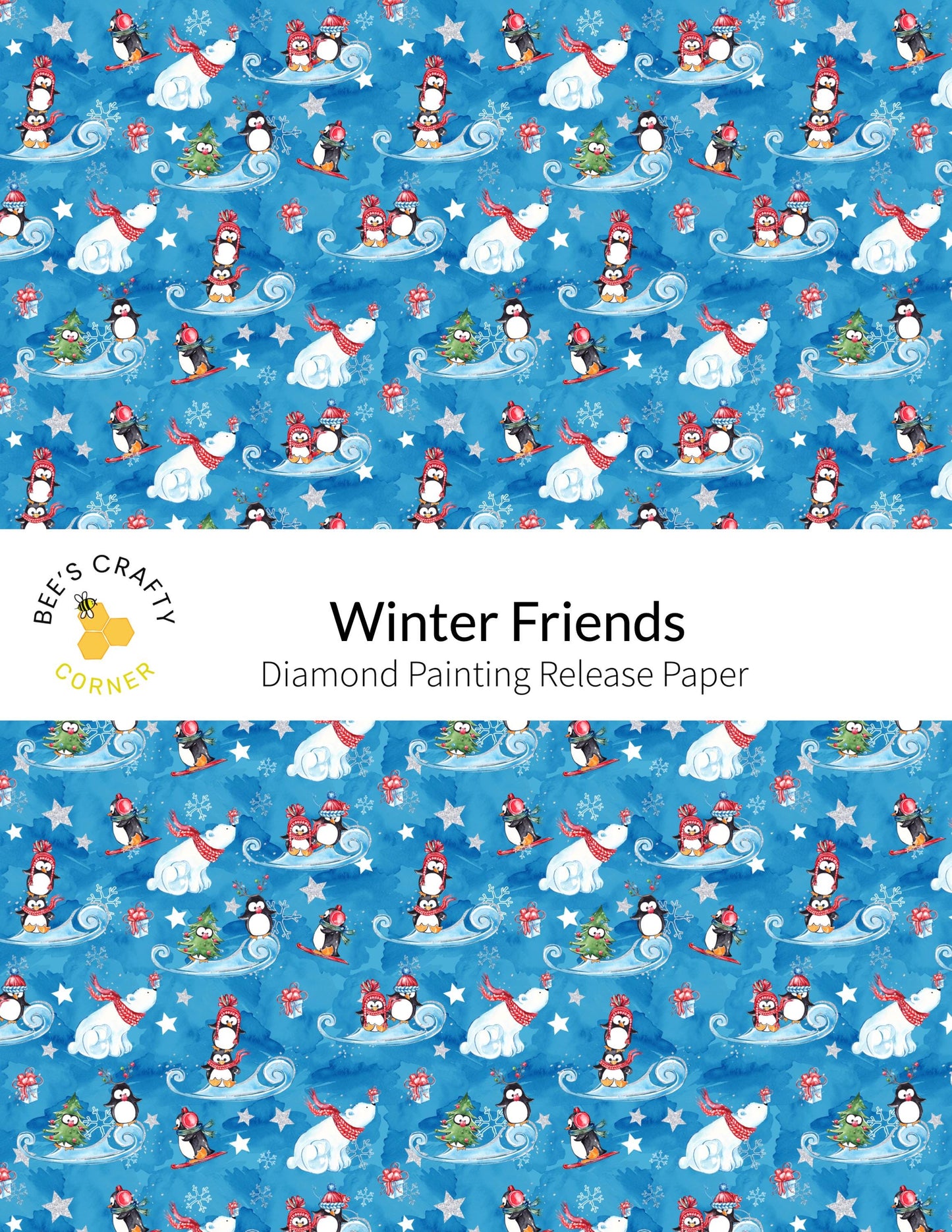 RELEASE PAPER | Winter Friends - Reusable Patterned Diamond Painting Release Paper