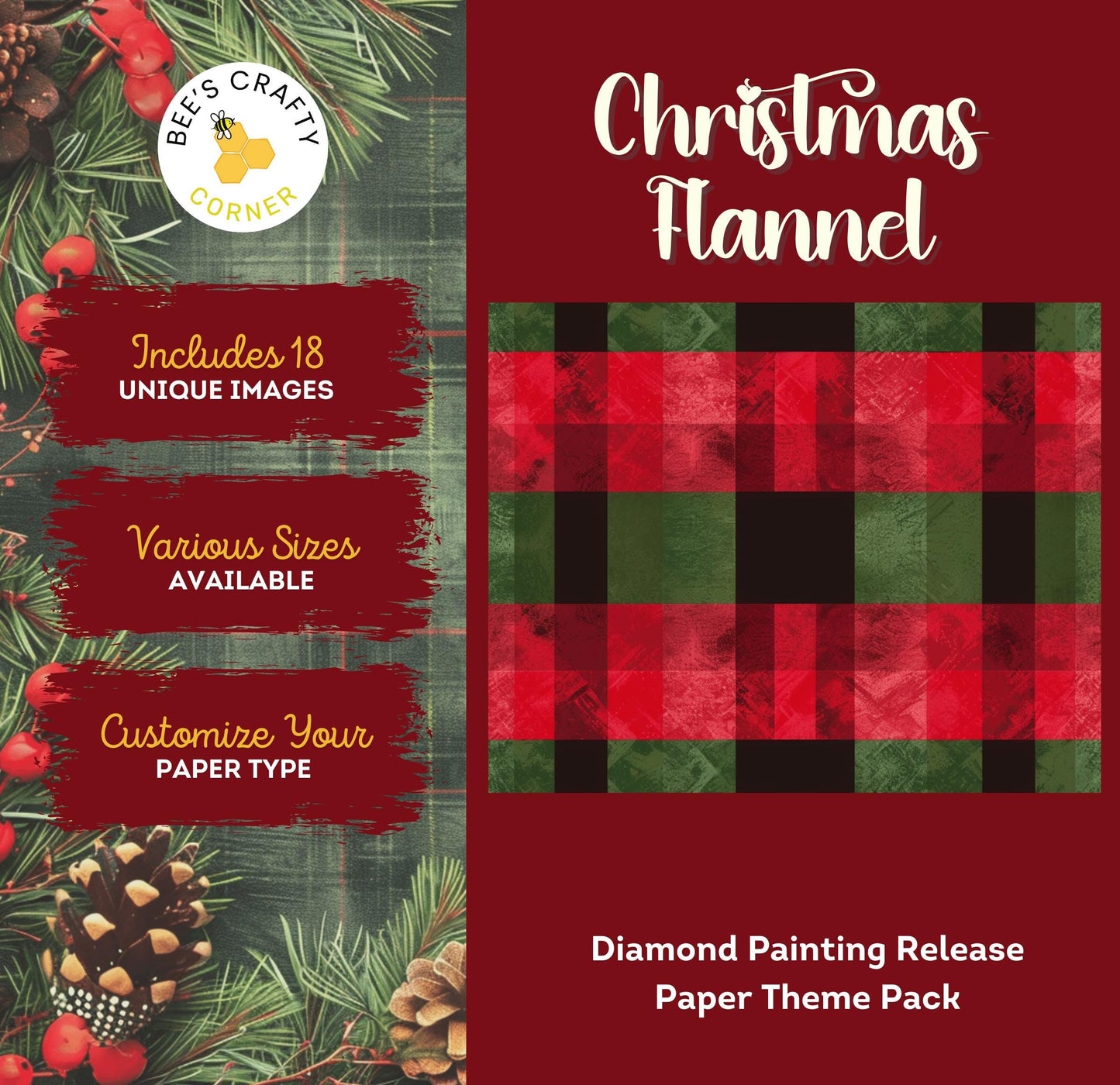 RELEASE PAPER | Christmas Flannel - Theme Pack Reusable Diamond Painting Release Paper