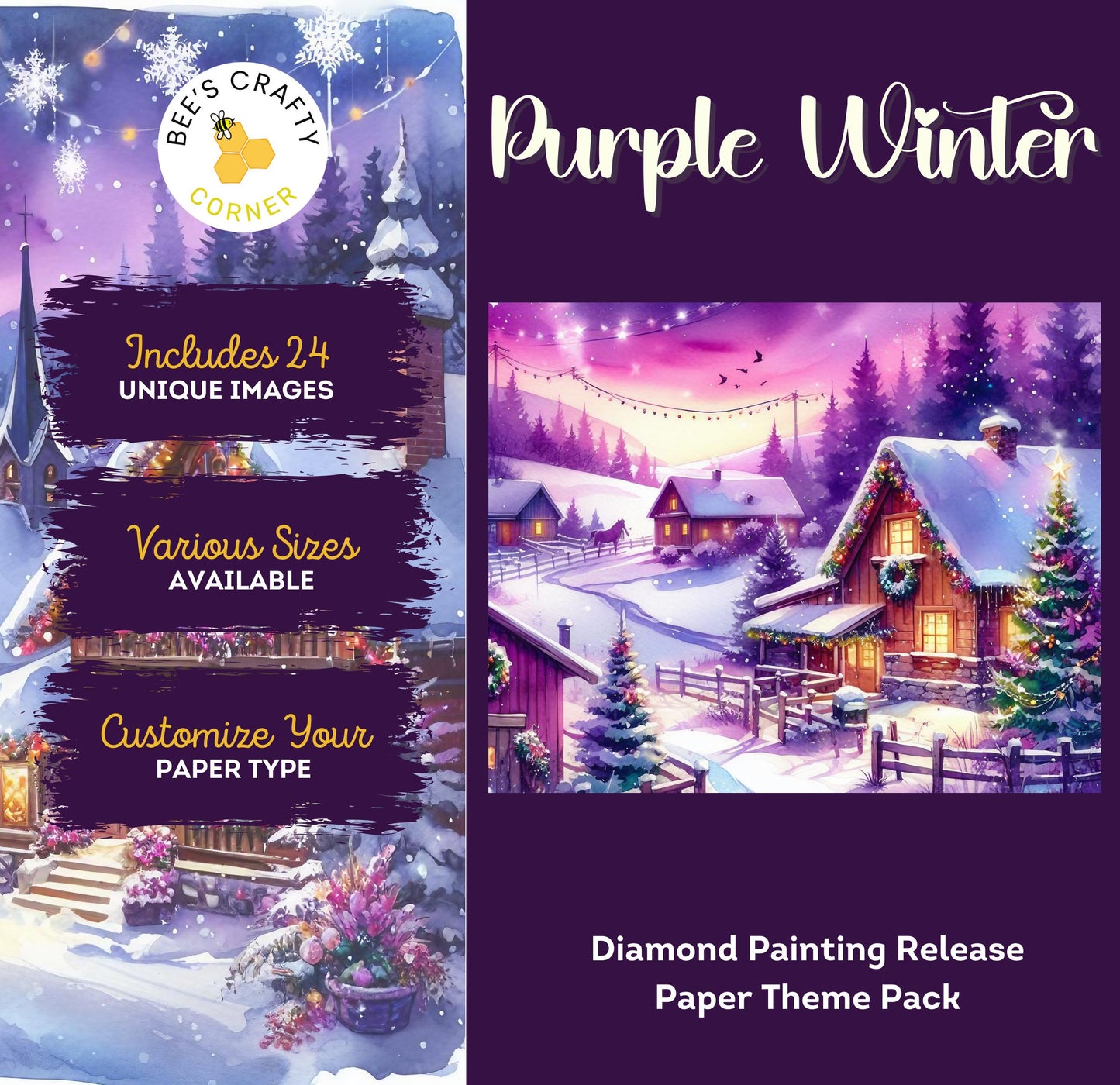 RELEASE PAPER | Purple Winter - Theme Pack Reusable Diamond Painting Release Paper