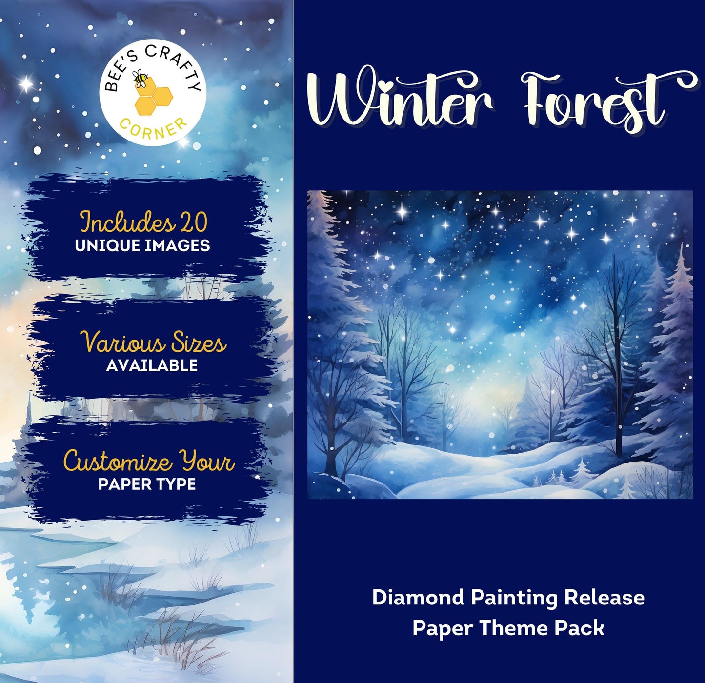 RELEASE PAPER | Winter Forest - Theme Pack Reusable Diamond Painting Release Paper