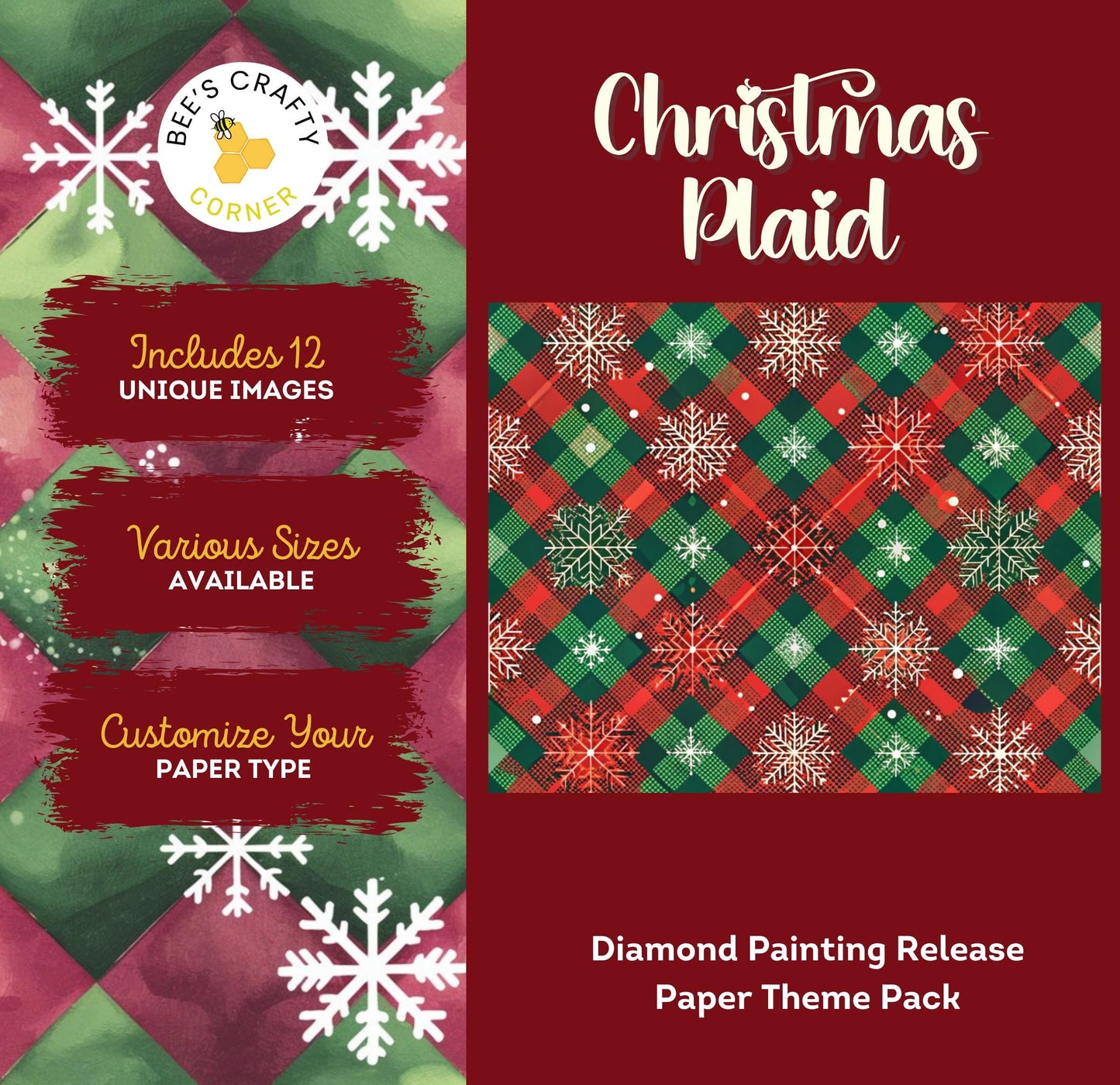 RELEASE PAPER | Christmas Plaid - Theme Pack Reusable Diamond Painting Release Paper