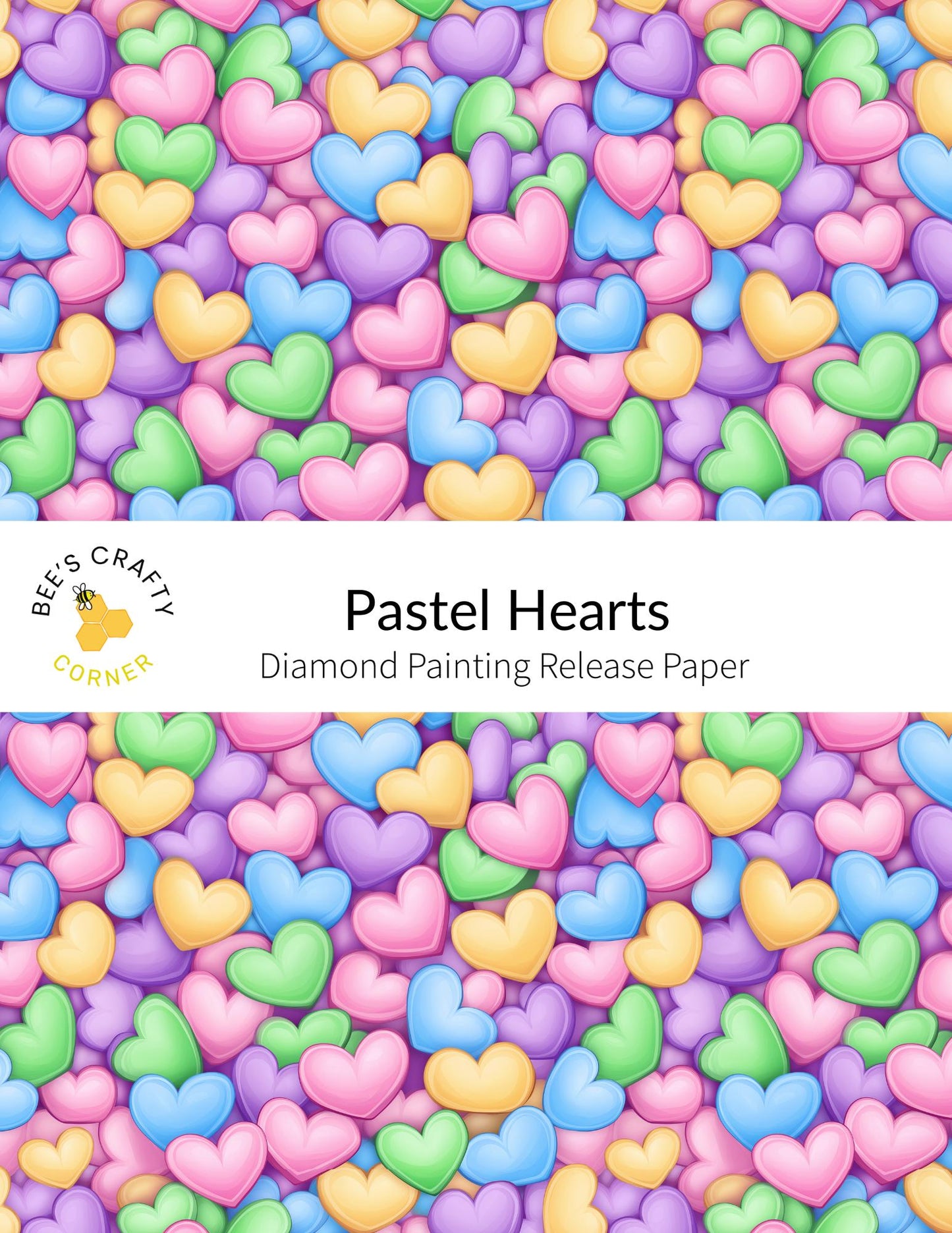RELEASE PAPER | Pastel Hearts - Reusable Patterned Diamond Painting Release Paper
