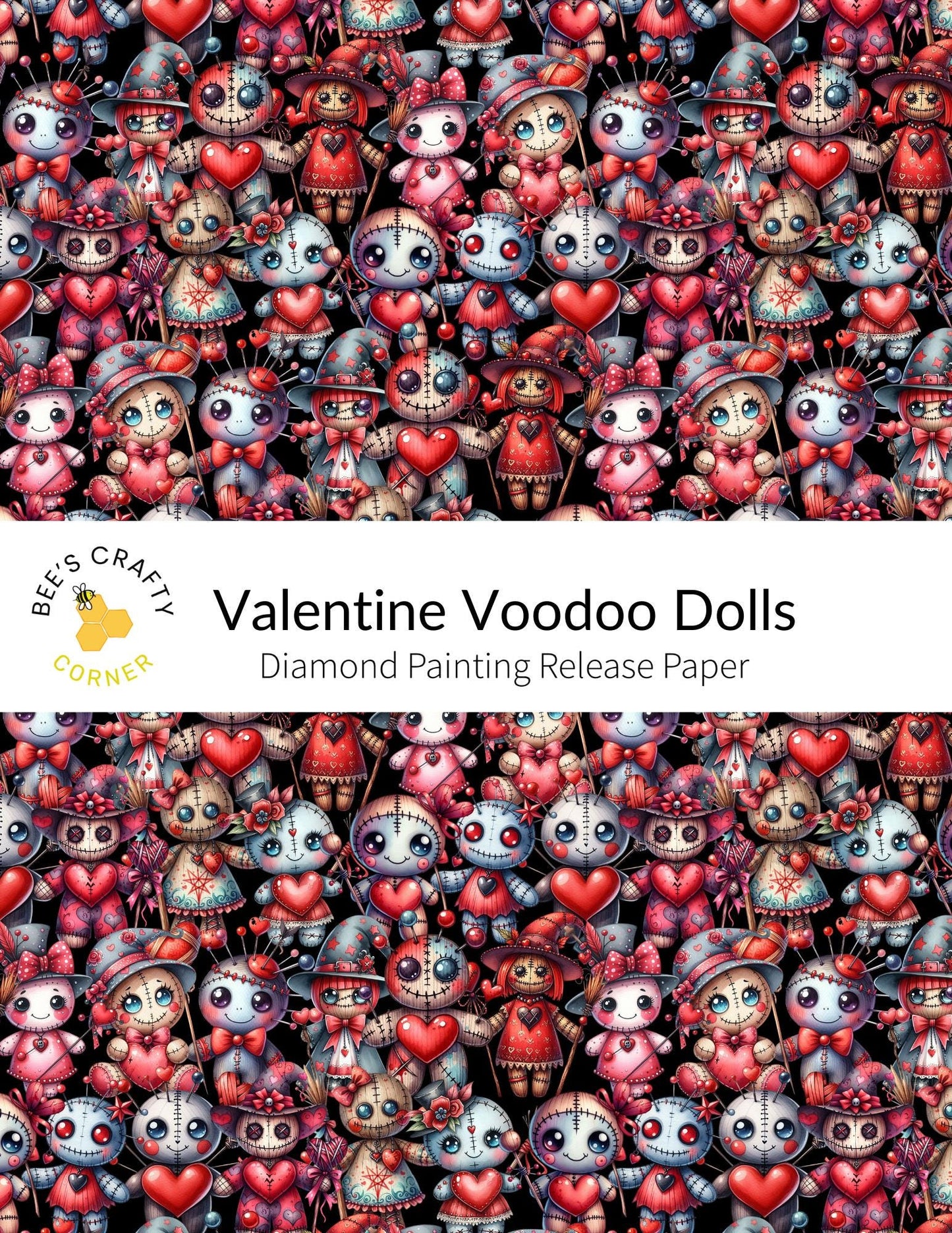 RELEASE PAPER | Valentine Voodoo Dolls - Reusable Patterned Diamond Painting Release Paper