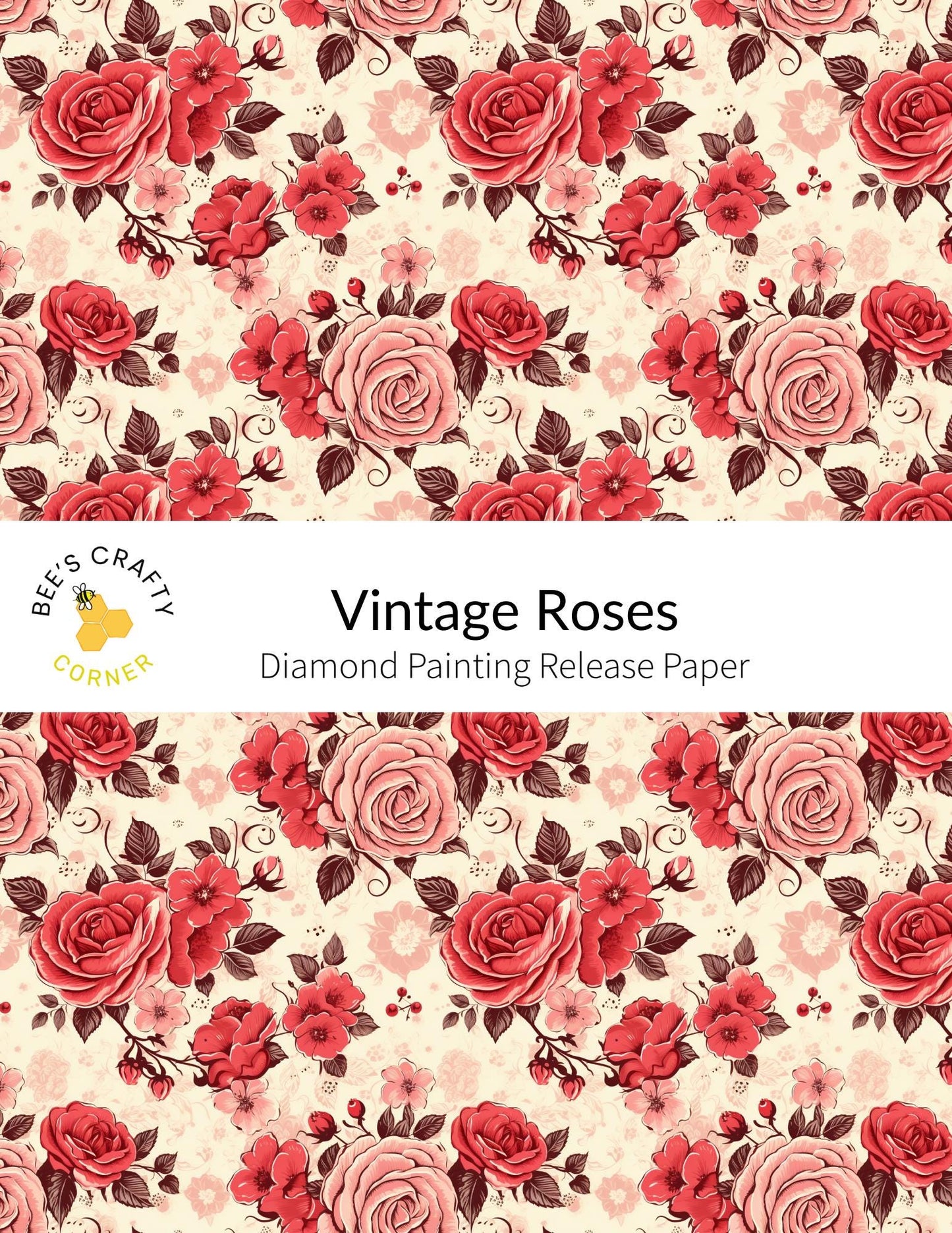 RELEASE PAPER | Vintage Roses - Reusable Patterned Diamond Painting Release Paper