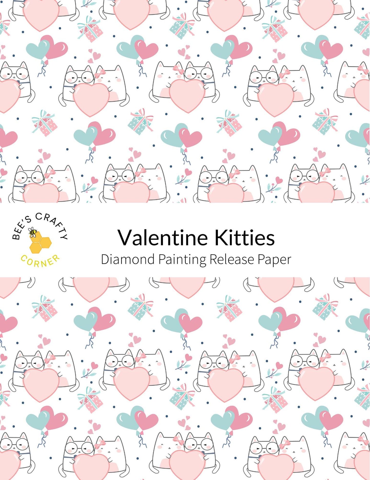 RELEASE PAPER | Valentine Kitties - Reusable Patterned Diamond Painting Release Paper