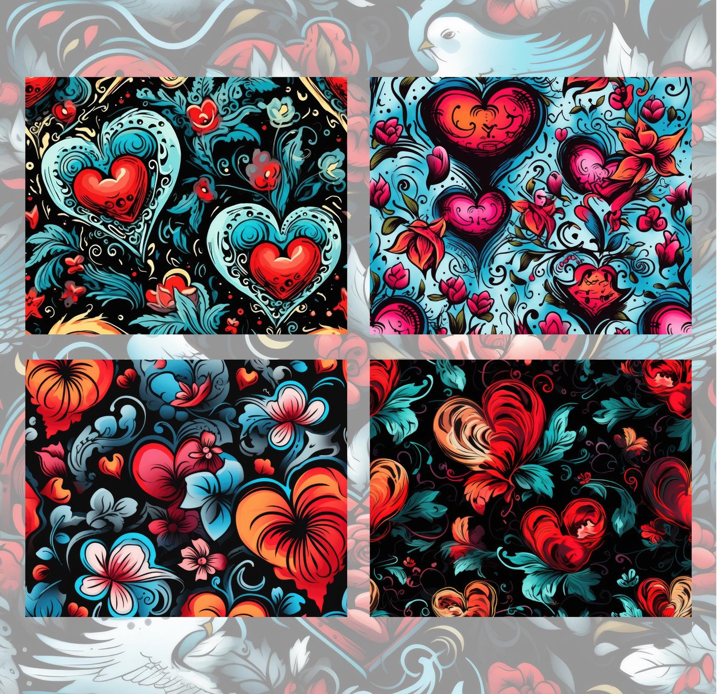 RELEASE PAPER | Tattoo Hearts - Theme Pack Reusable Diamond Painting Release Paper