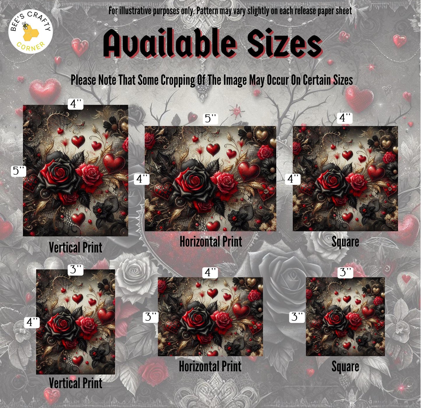 RELEASE PAPER | My Gothic Valentine - Theme Pack Reusable Diamond Painting Release Paper