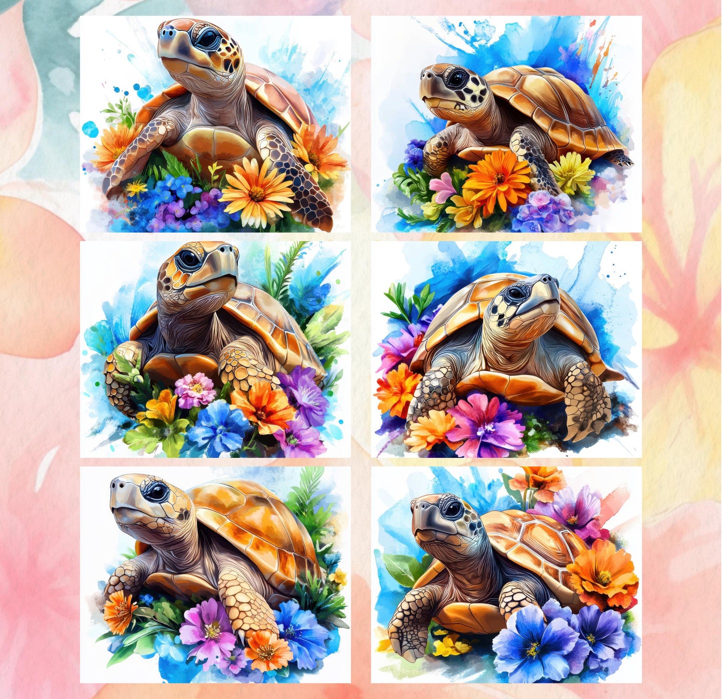 RELEASE PAPER | Floral Turtles - Theme Pack Reusable Diamond Painting Release Paper