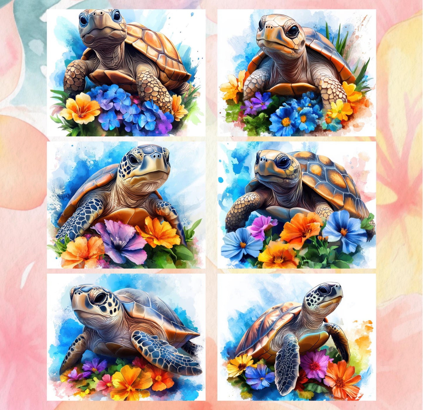 RELEASE PAPER | Floral Turtles - Theme Pack Reusable Diamond Painting Release Paper