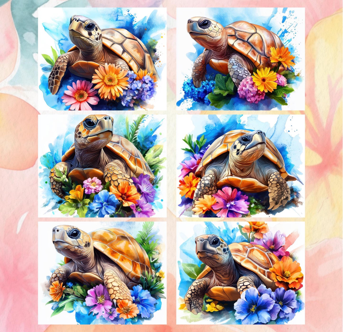 RELEASE PAPER | Floral Turtles - Theme Pack Reusable Diamond Painting Release Paper