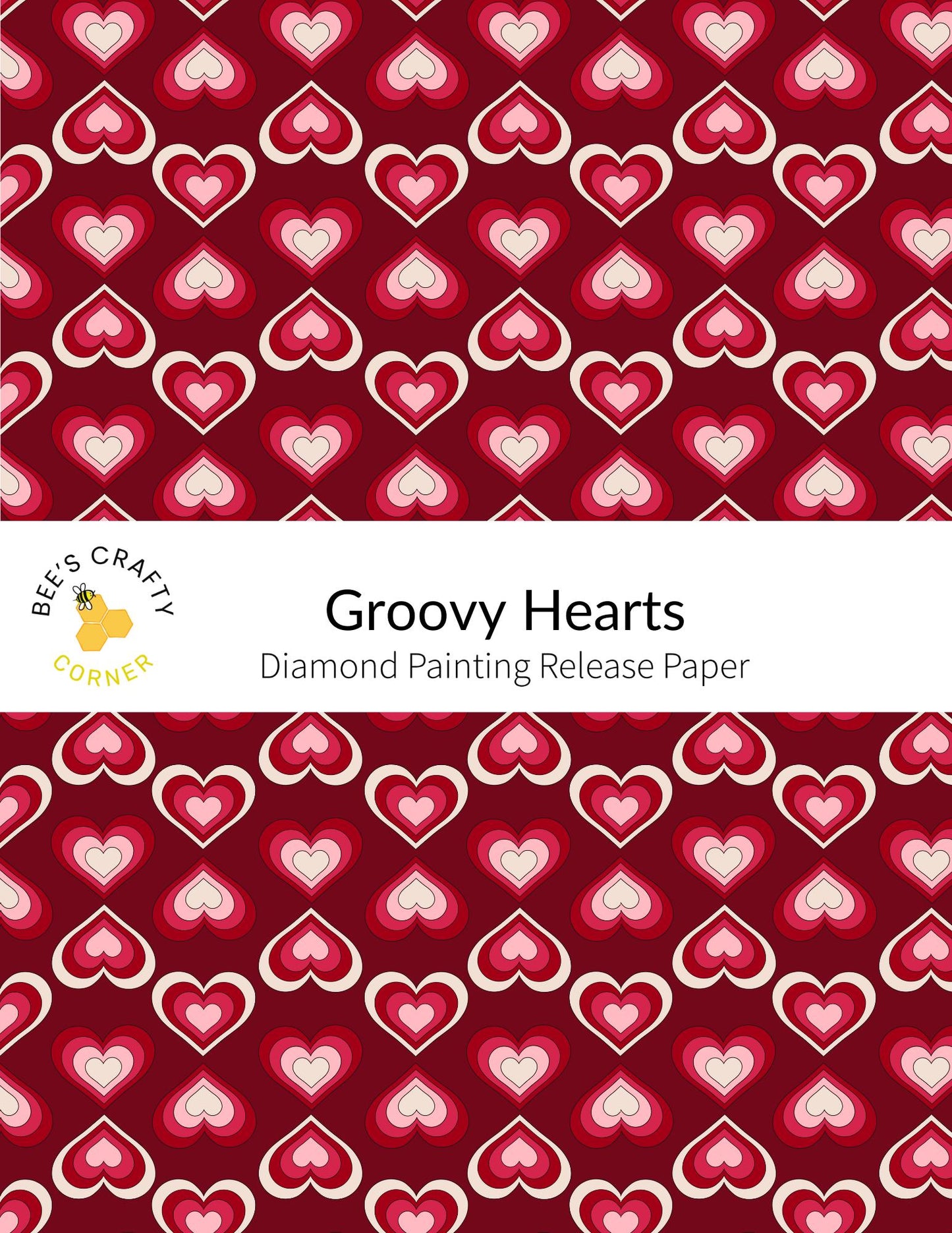 RELEASE PAPER | Groovy Hearts - Reusable Patterned Diamond Painting Release Paper
