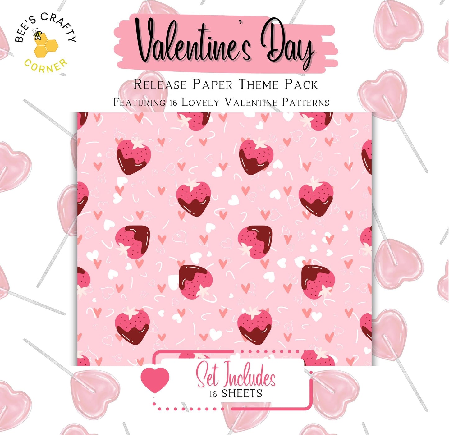 RELEASE PAPER | Valentine's Day - Theme Pack Reusable Diamond Painting Release Paper