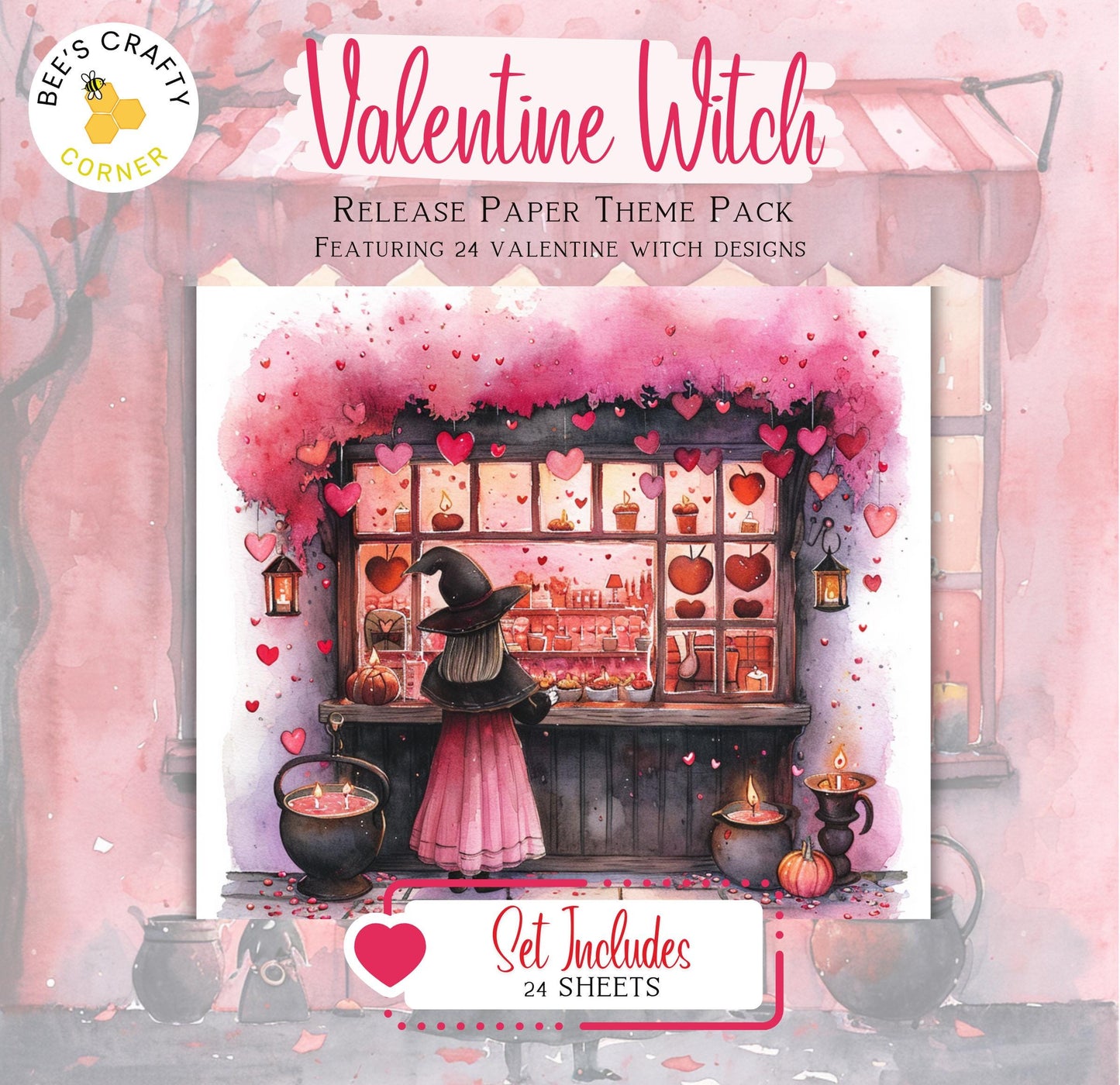 RELEASE PAPER | Valentine Witch - Theme Pack Reusable Diamond Painting Release Paper