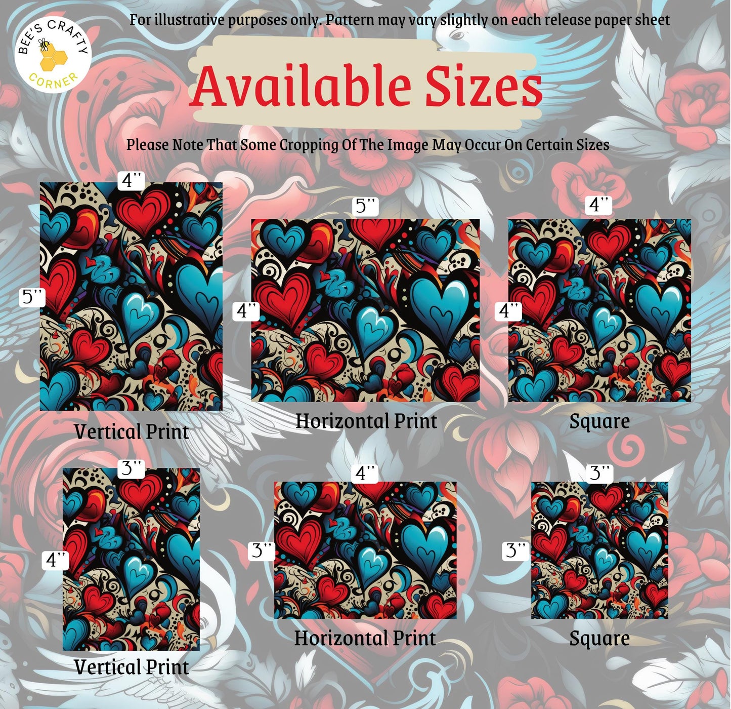 RELEASE PAPER | Tattoo Hearts - Theme Pack Reusable Diamond Painting Release Paper