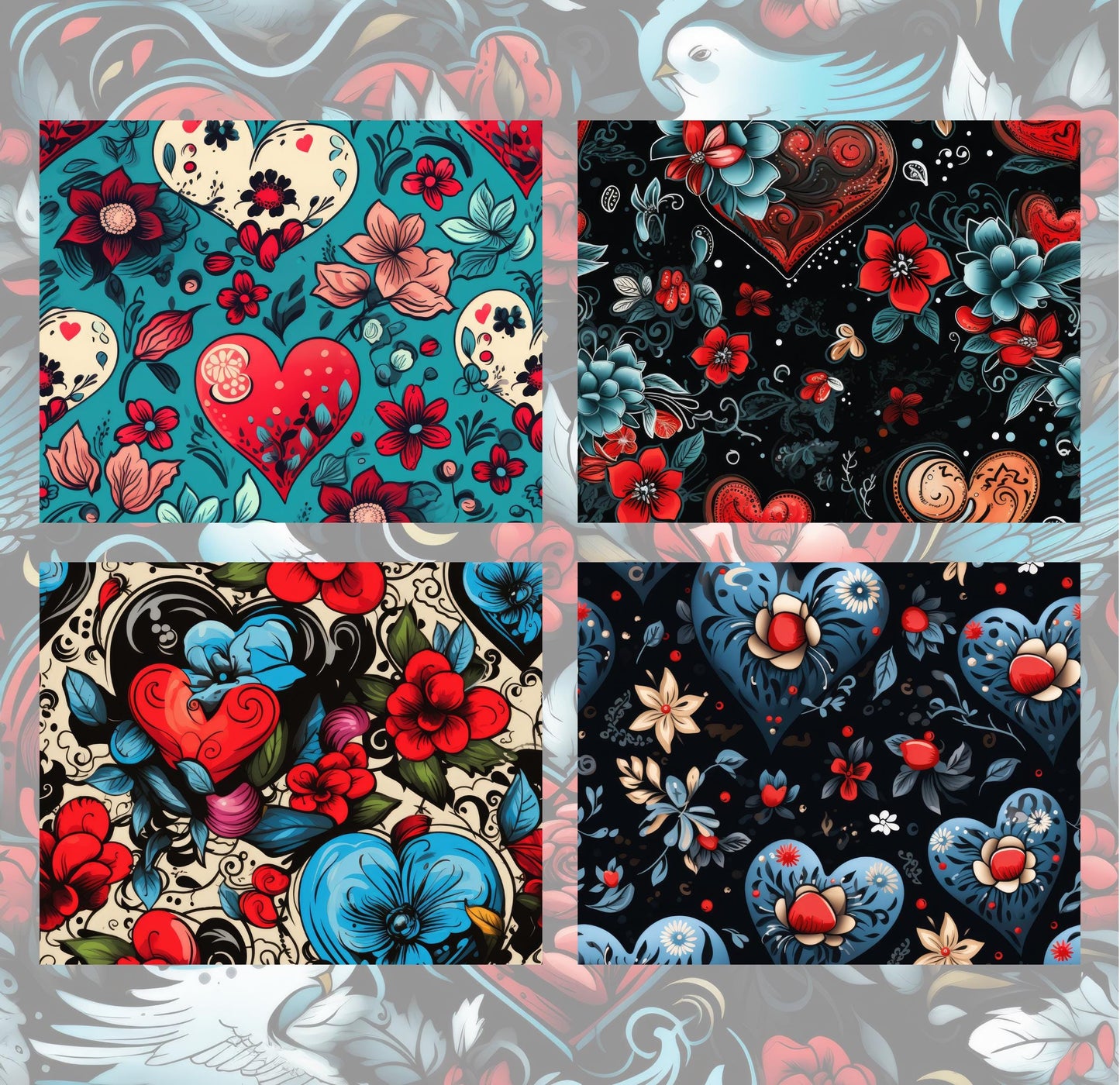 RELEASE PAPER | Tattoo Hearts - Theme Pack Reusable Diamond Painting Release Paper