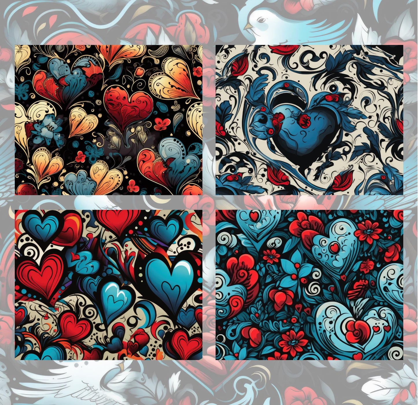 RELEASE PAPER | Tattoo Hearts - Theme Pack Reusable Diamond Painting Release Paper