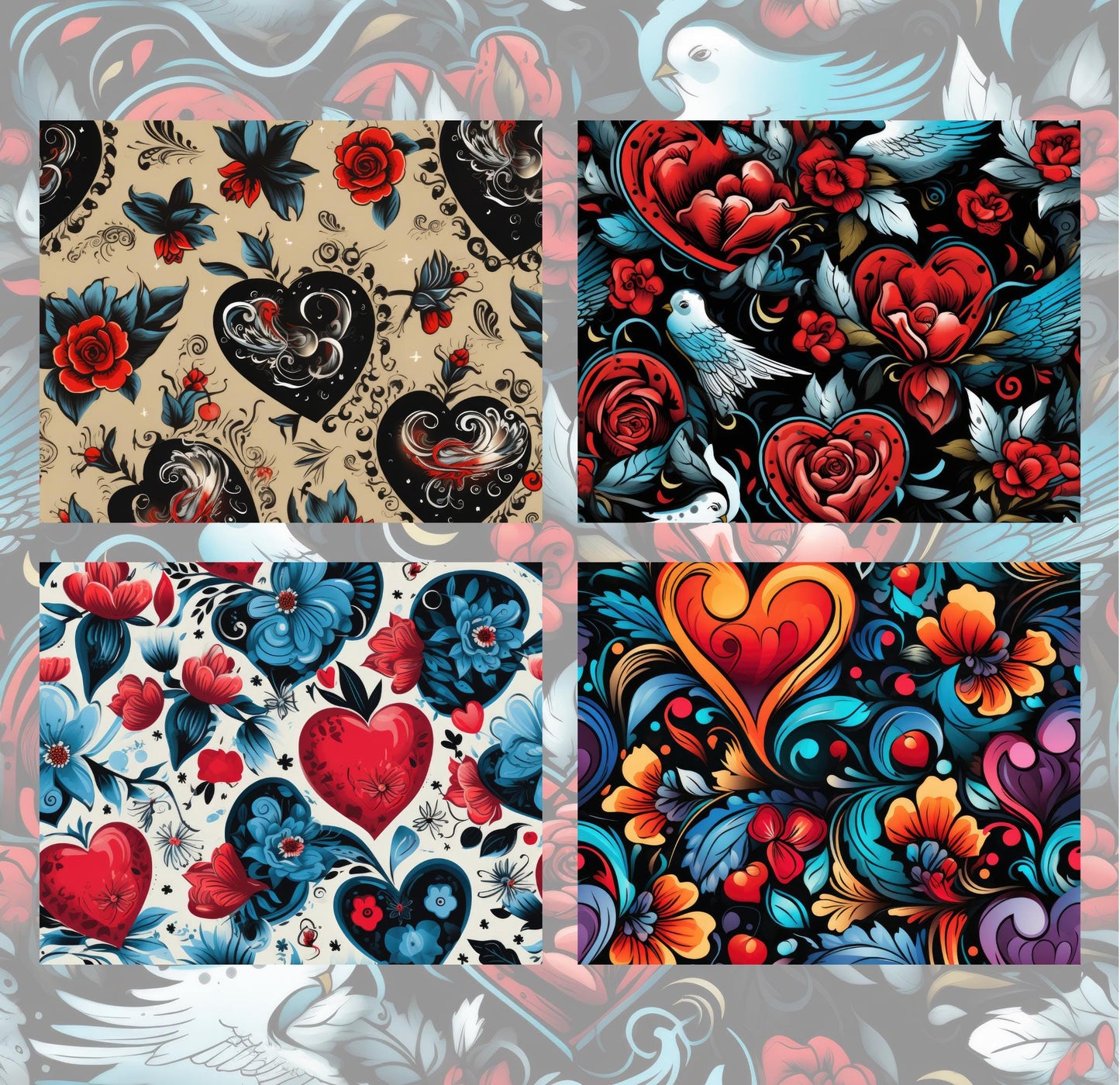 RELEASE PAPER | Tattoo Hearts - Theme Pack Reusable Diamond Painting Release Paper