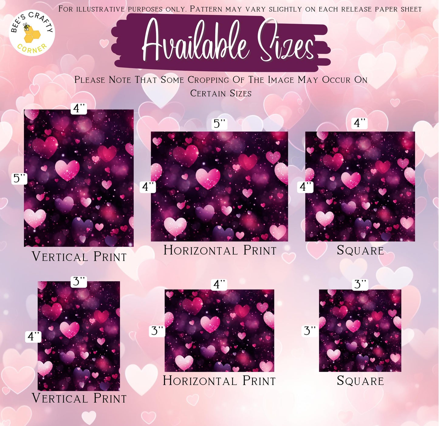 RELEASE PAPER | Love Hearts - Theme Pack Reusable Diamond Painting Release Paper