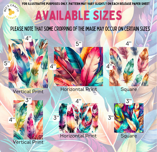 RELEASE PAPER | Rainbow Feathers - Theme Pack Reusable Diamond Painting Release Paper