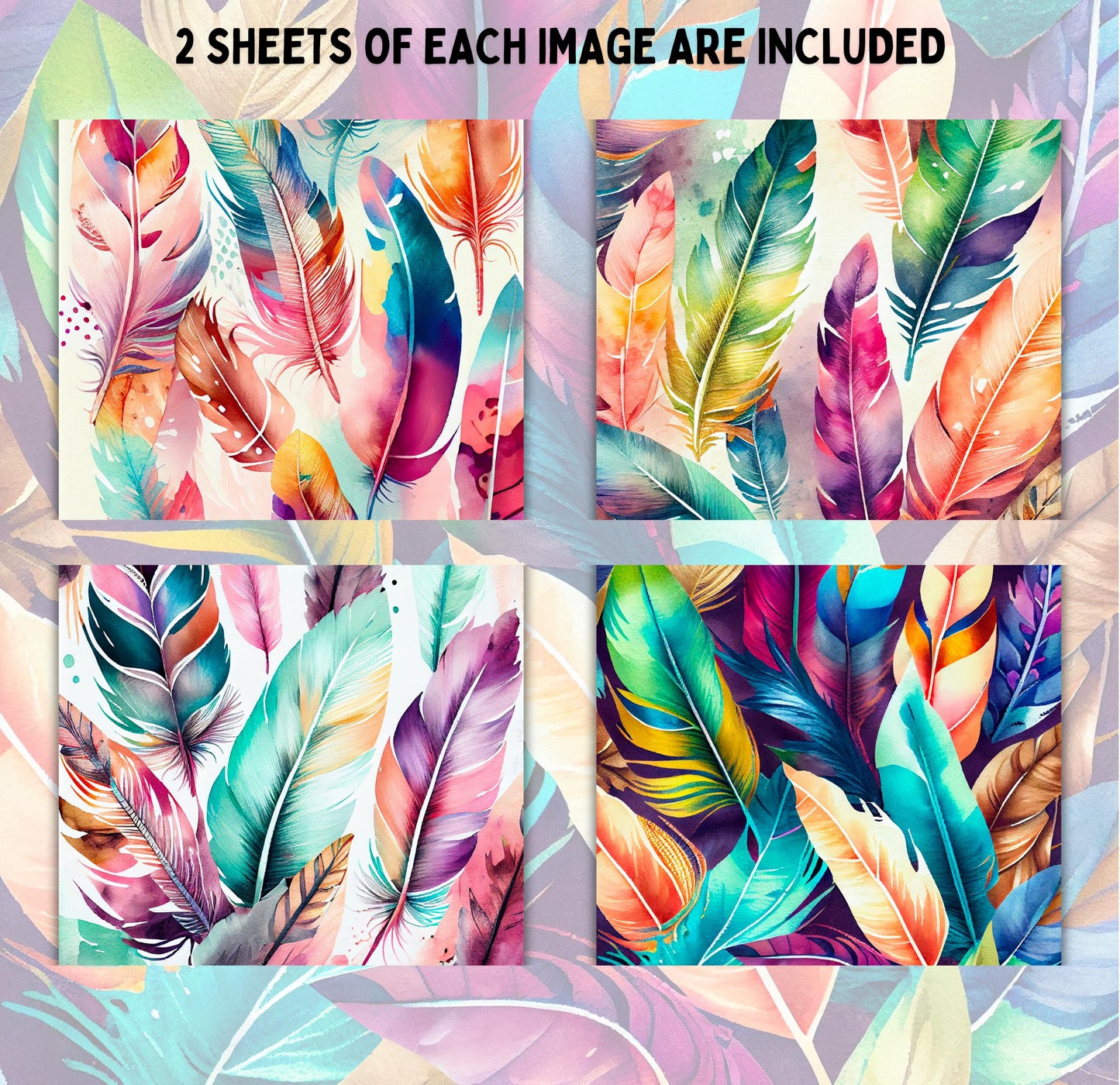 RELEASE PAPER | Rainbow Feathers - Theme Pack Reusable Diamond Painting Release Paper