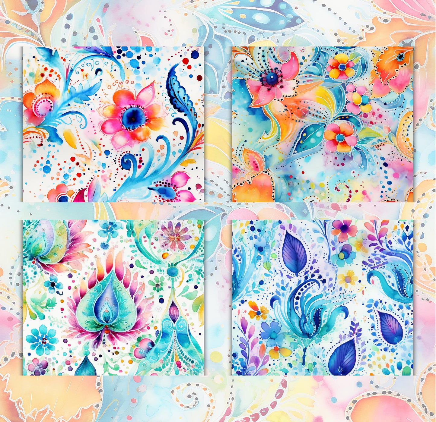 RELEASE PAPER | Rainbow Paisley - Theme Pack Reusable Diamond Painting Release Paper