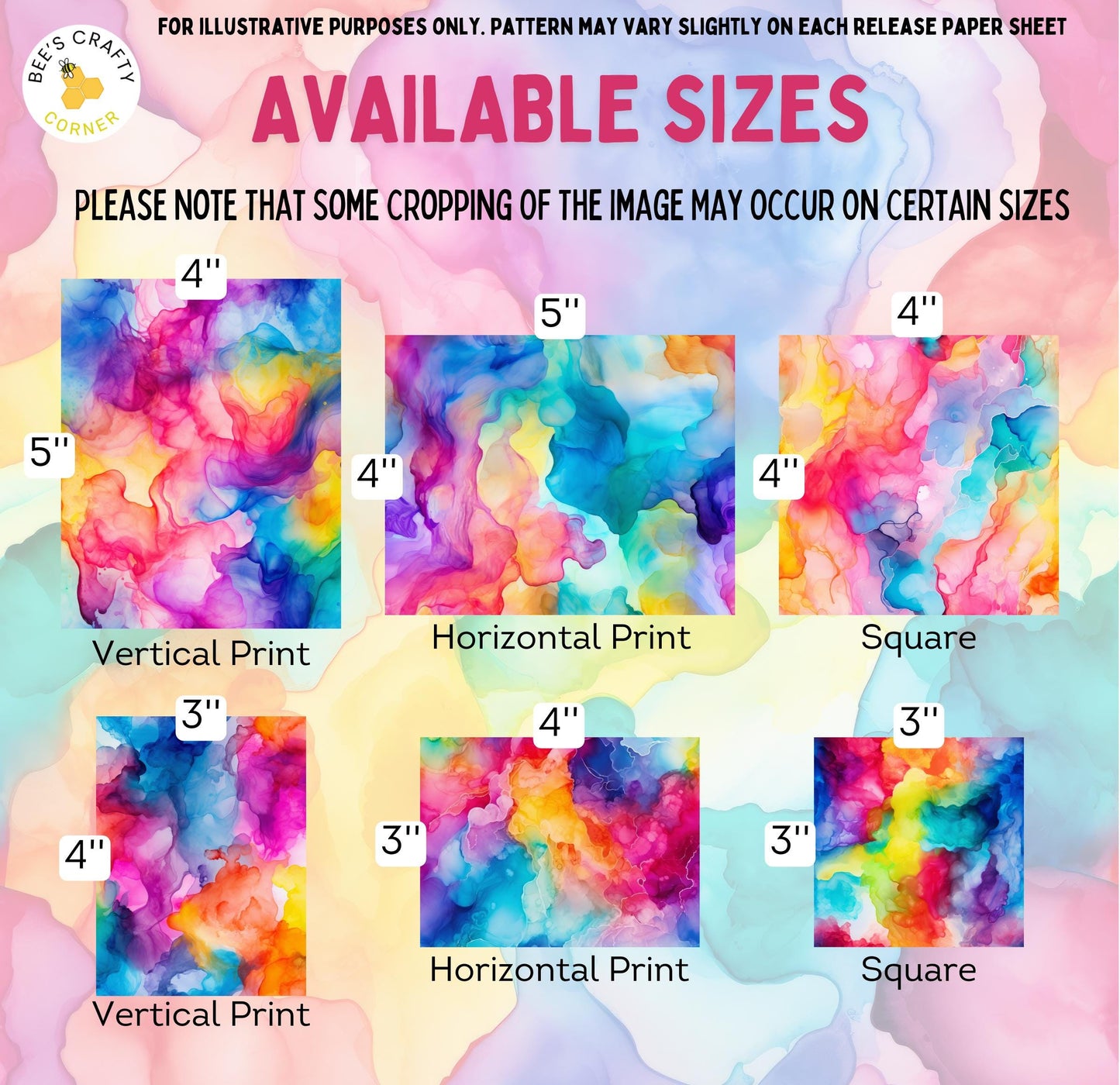 RELEASE PAPER | Rainbow Watercolour - Theme Pack Reusable Diamond Painting Release Paper