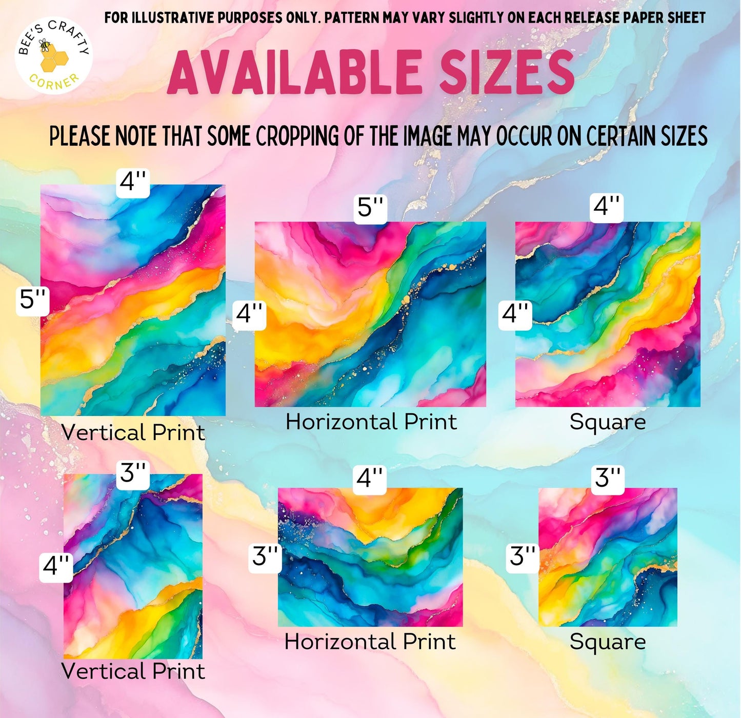 RELEASE PAPER | Vibrant Rainbow Marble - Theme Pack Reusable Diamond Painting Release Paper