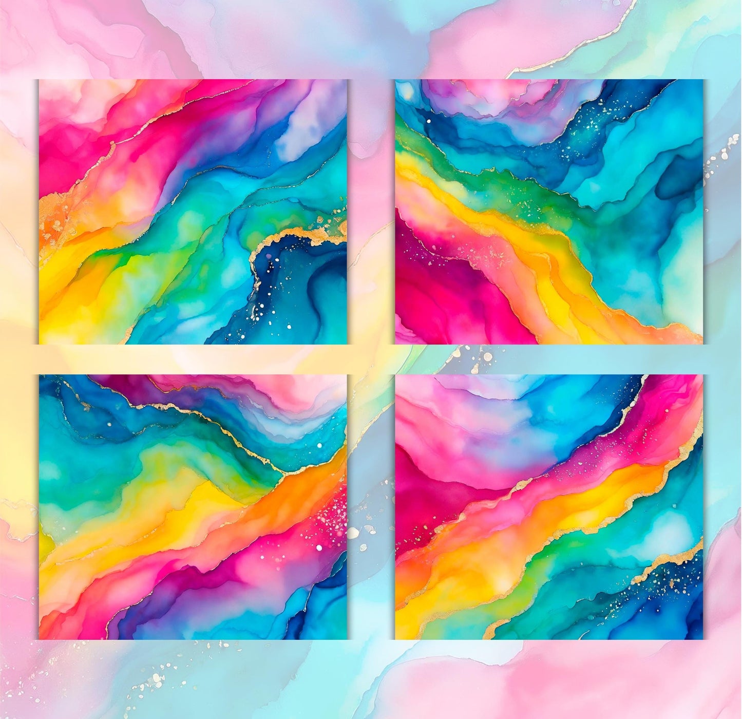RELEASE PAPER | Vibrant Rainbow Marble - Theme Pack Reusable Diamond Painting Release Paper