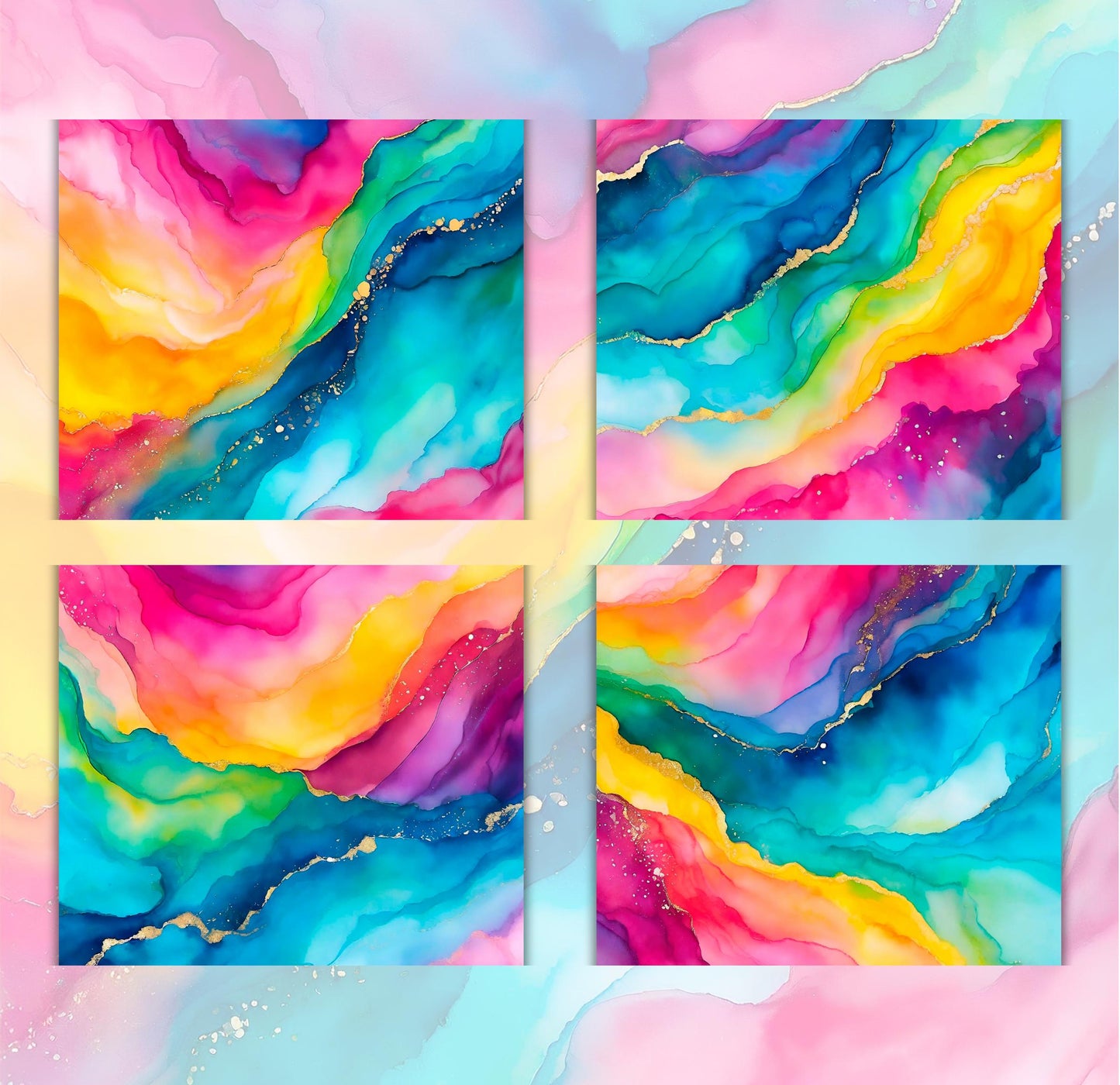 RELEASE PAPER | Vibrant Rainbow Marble - Theme Pack Reusable Diamond Painting Release Paper