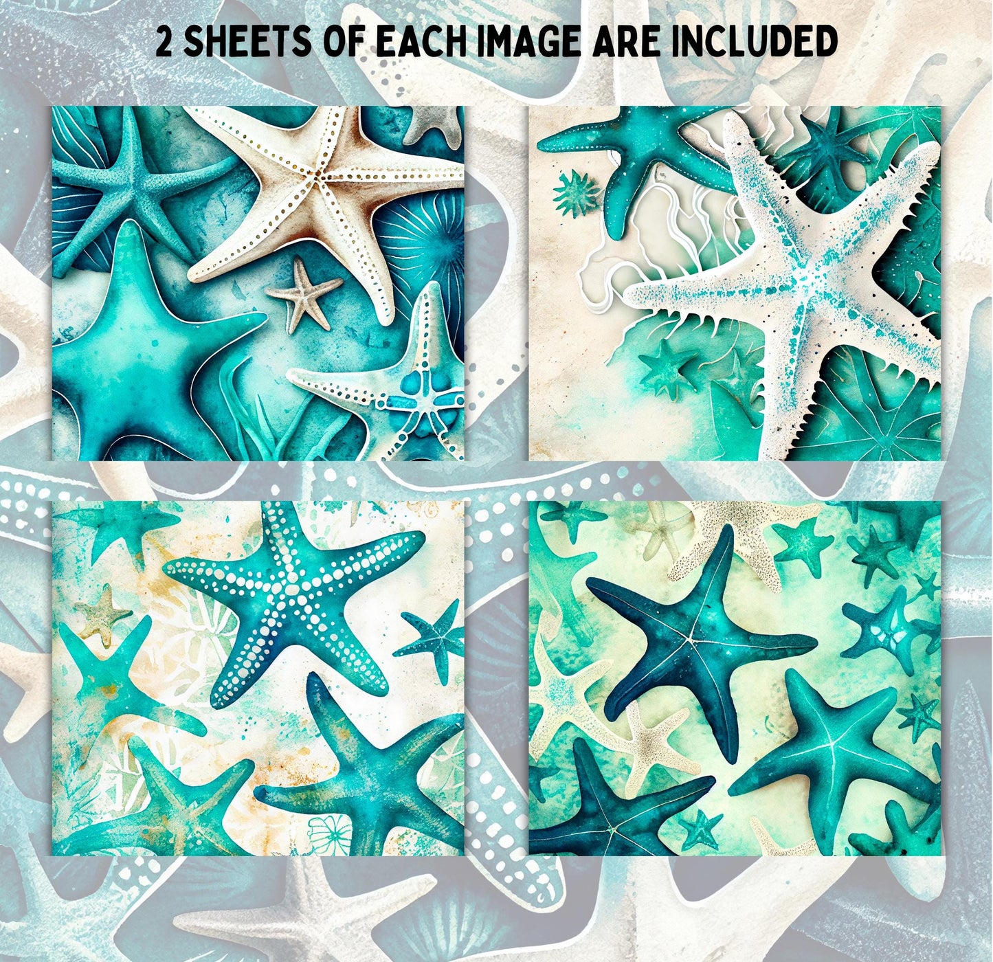 RELEASE PAPER | Teal Starfish - Theme Pack Reusable Diamond Painting Release Paper