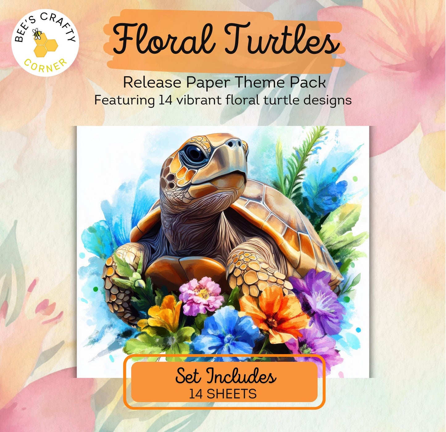 RELEASE PAPER | Floral Turtles - Theme Pack Reusable Diamond Painting Release Paper