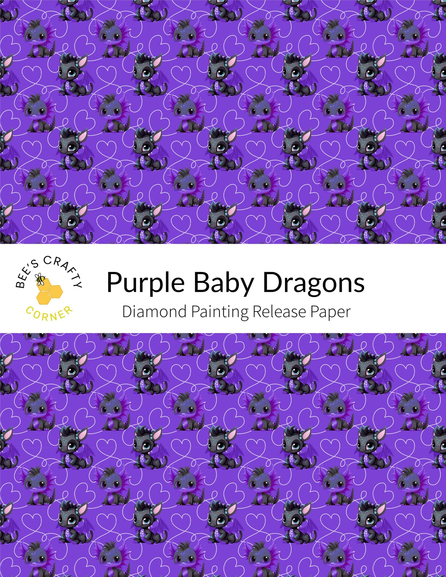 RELEASE PAPER | Purple Baby Dragons - Reusable Patterned Diamond Painting Release Paper