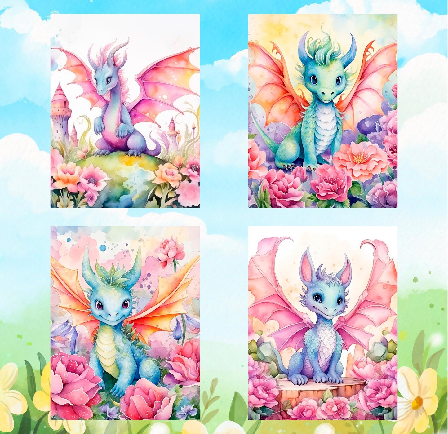 RELEASE PAPER | Spring Dragons - Theme Pack Reusable Diamond Painting Release Paper