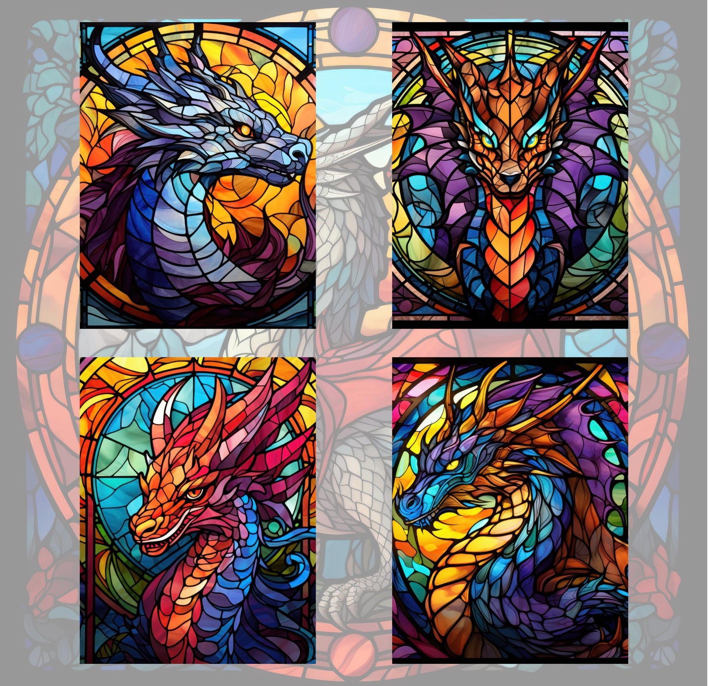 RELEASE PAPER | Stained Glass Dragons - Theme Pack Reusable Diamond Painting Release Paper