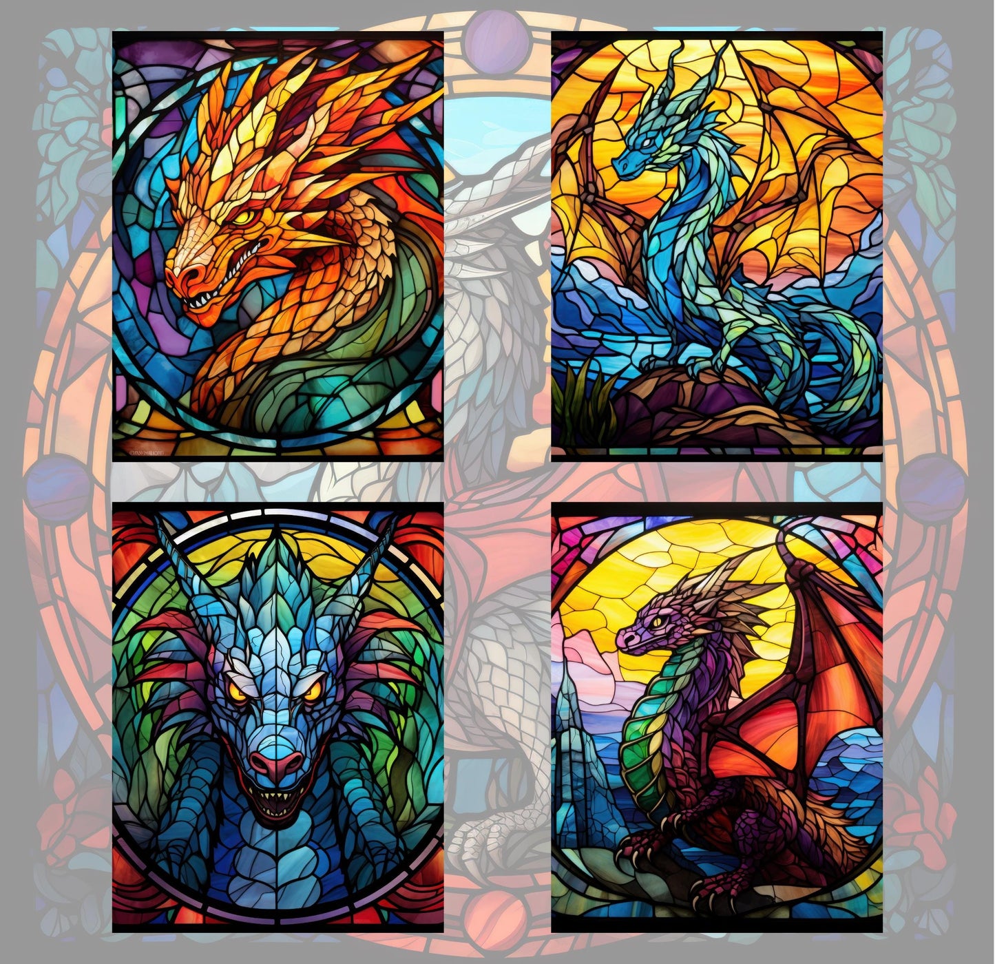 RELEASE PAPER | Stained Glass Dragons - Theme Pack Reusable Diamond Painting Release Paper