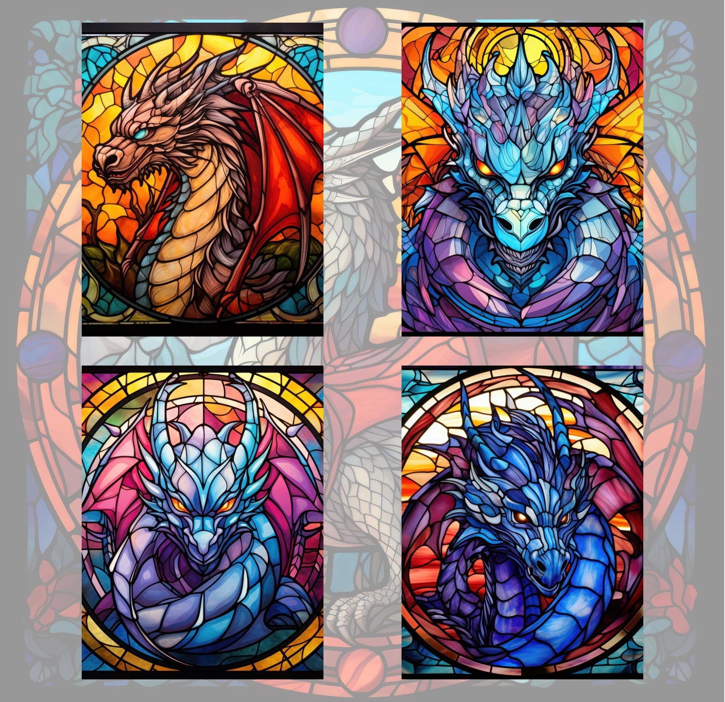 RELEASE PAPER | Stained Glass Dragons - Theme Pack Reusable Diamond Painting Release Paper