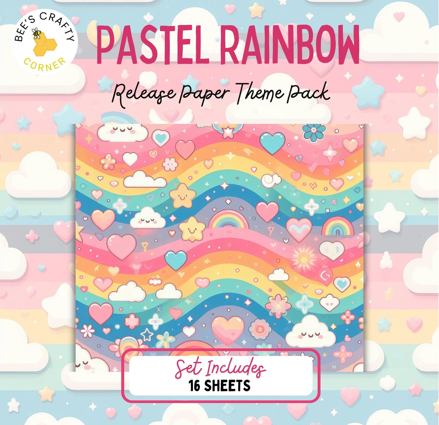 RELEASE PAPER | Pastel Rainbow - Theme Pack Reusable Diamond Painting Release Paper