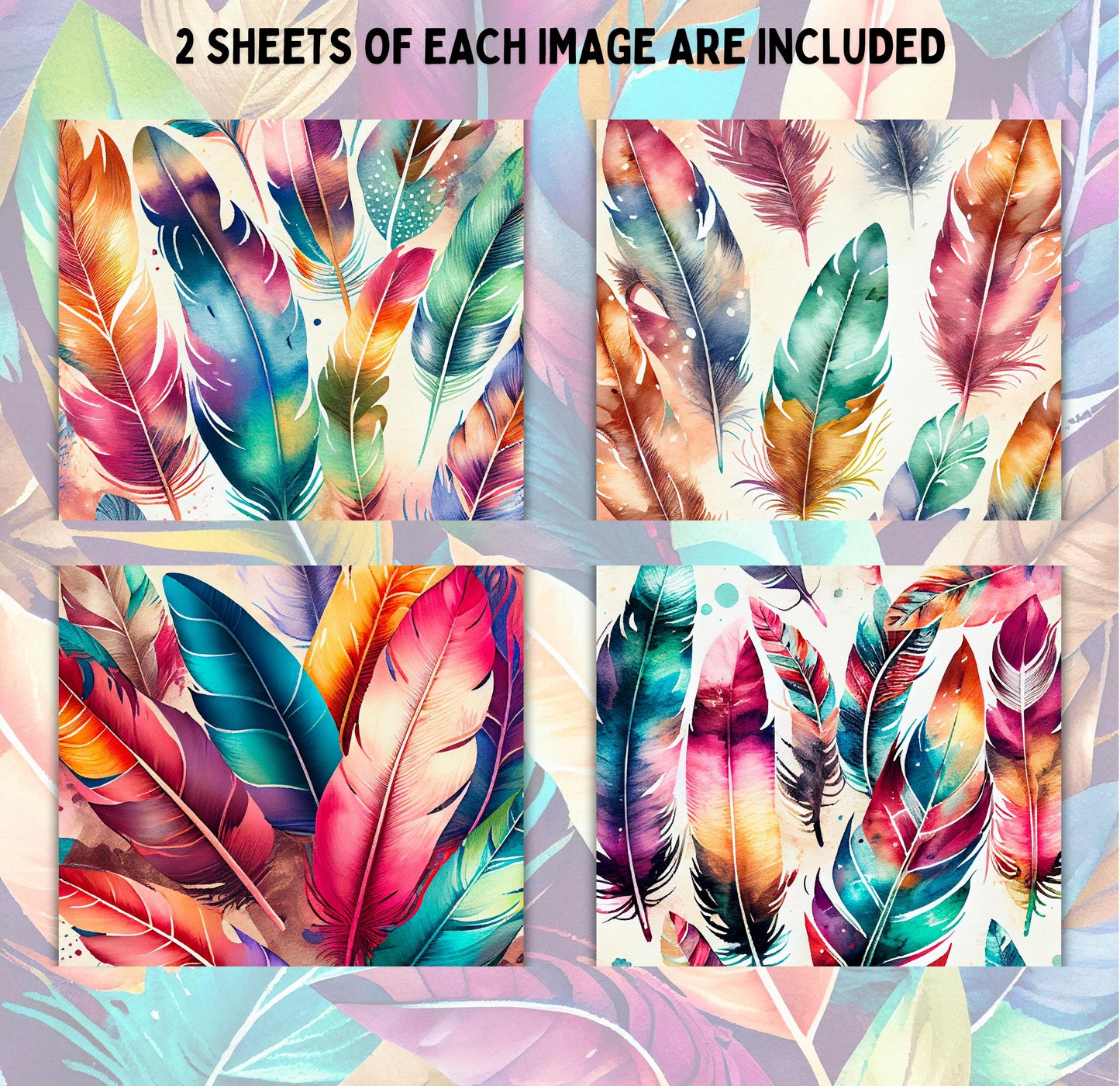 RELEASE PAPER | Rainbow Feathers - Theme Pack Reusable Diamond Painting Release Paper