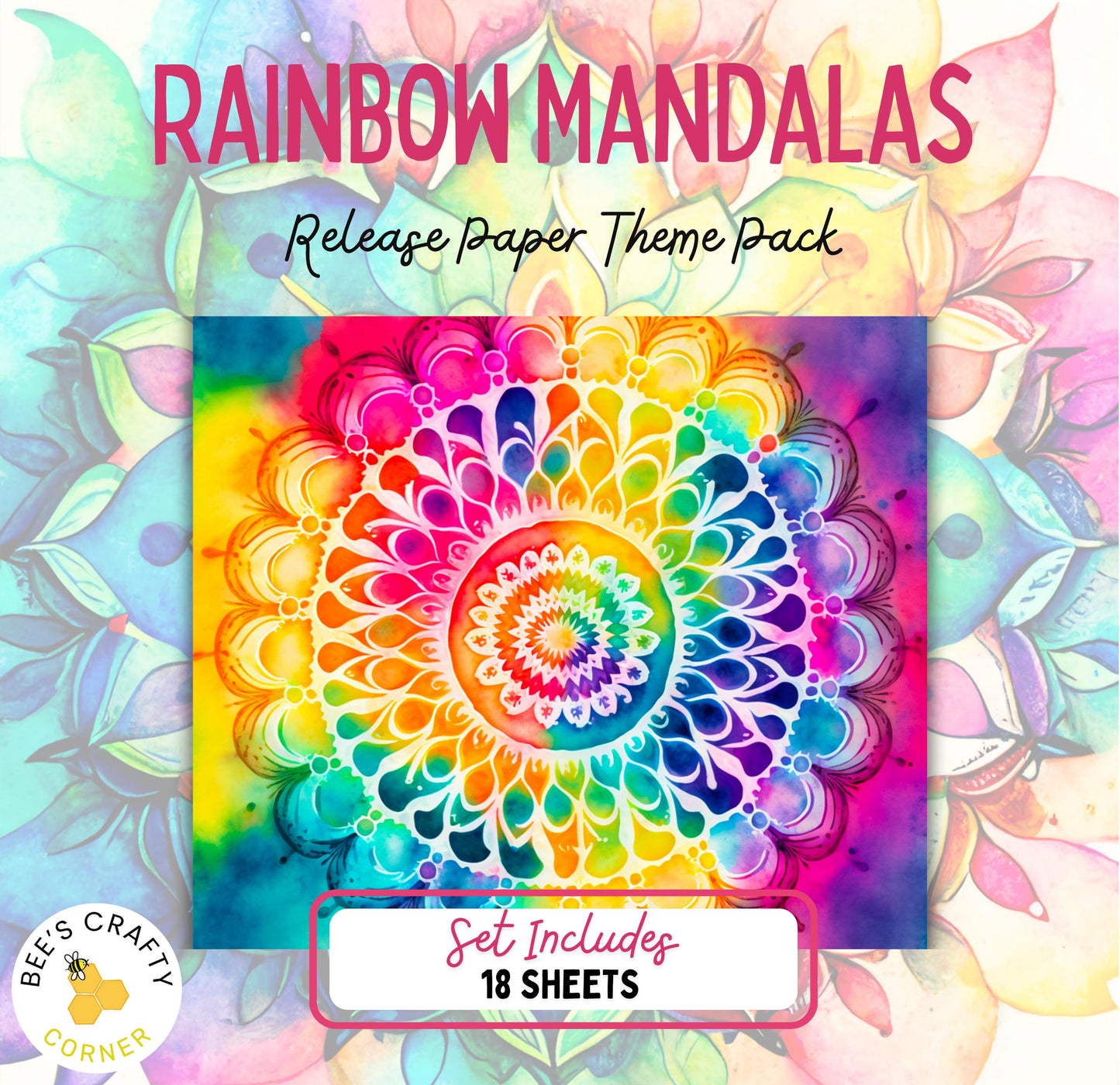 RELEASE PAPER | Rainbow Mandalas - Theme Pack Reusable Diamond Painting Release Paper