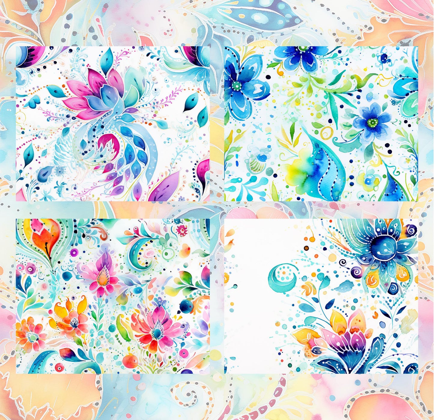 RELEASE PAPER | Rainbow Paisley - Theme Pack Reusable Diamond Painting Release Paper