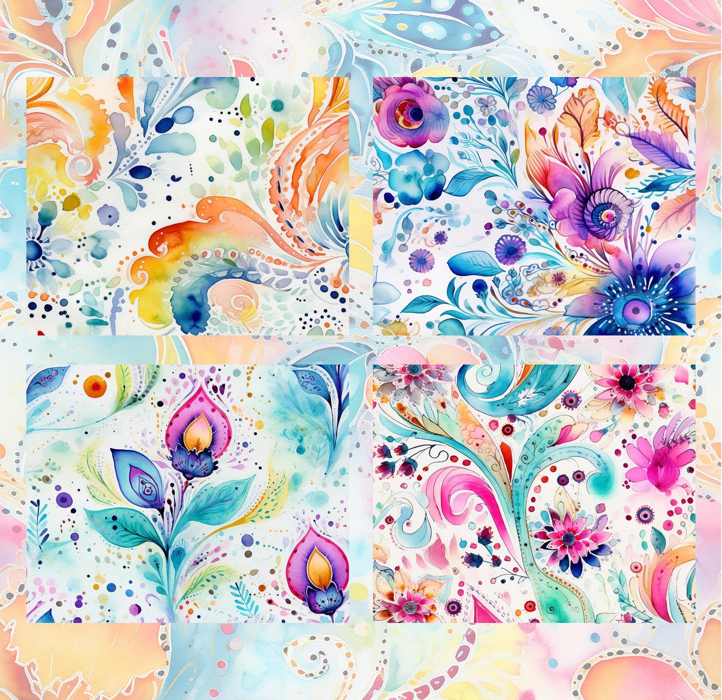 RELEASE PAPER | Rainbow Paisley - Theme Pack Reusable Diamond Painting Release Paper