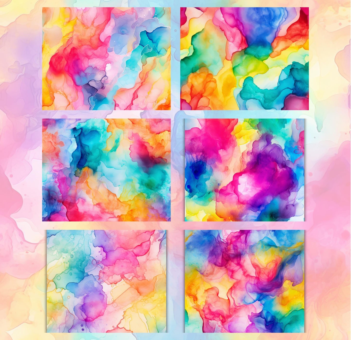 RELEASE PAPER | Rainbow Watercolour - Theme Pack Reusable Diamond Painting Release Paper