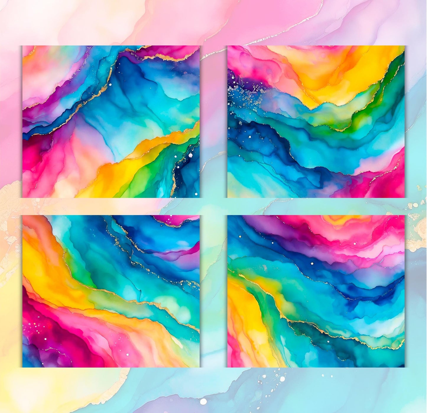 RELEASE PAPER | Vibrant Rainbow Marble - Theme Pack Reusable Diamond Painting Release Paper