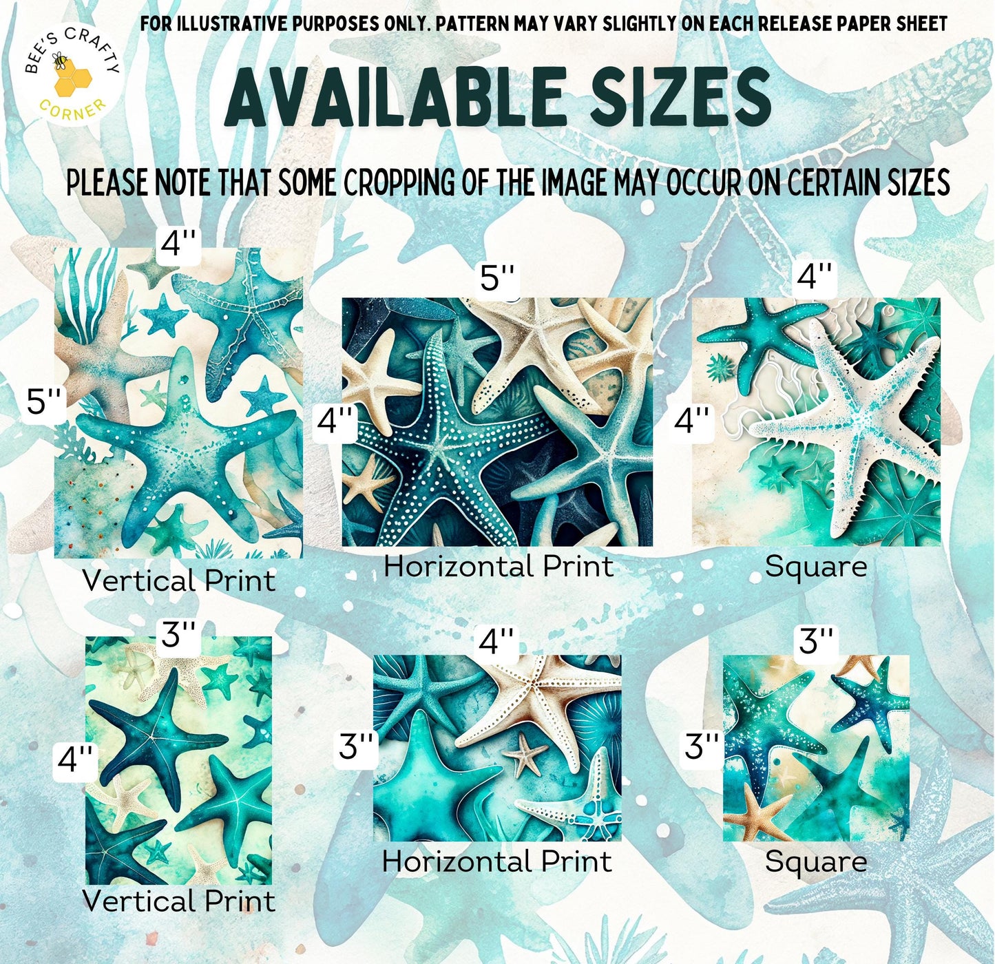 RELEASE PAPER | Teal Starfish - Theme Pack Reusable Diamond Painting Release Paper