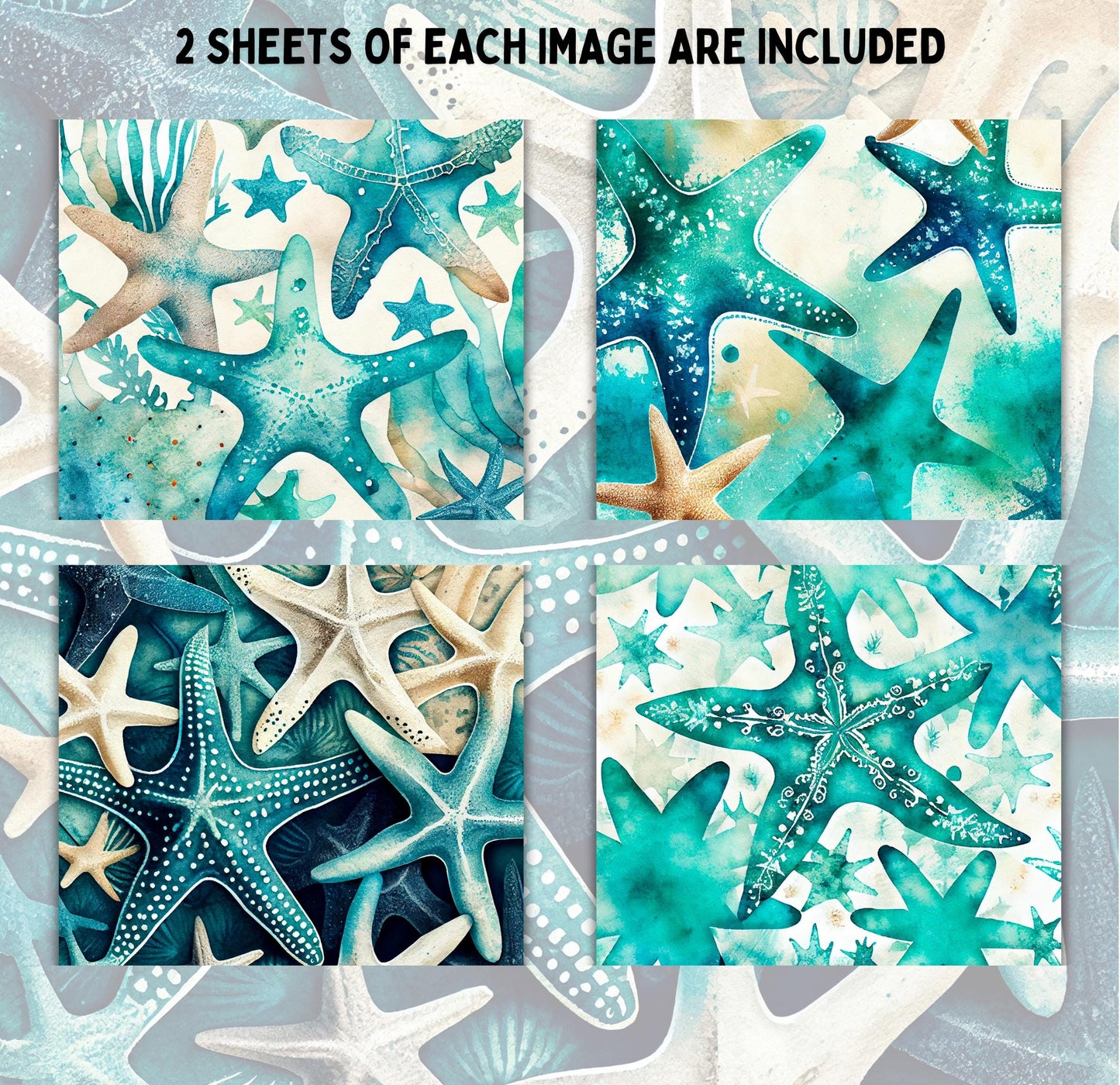 RELEASE PAPER | Teal Starfish - Theme Pack Reusable Diamond Painting Release Paper